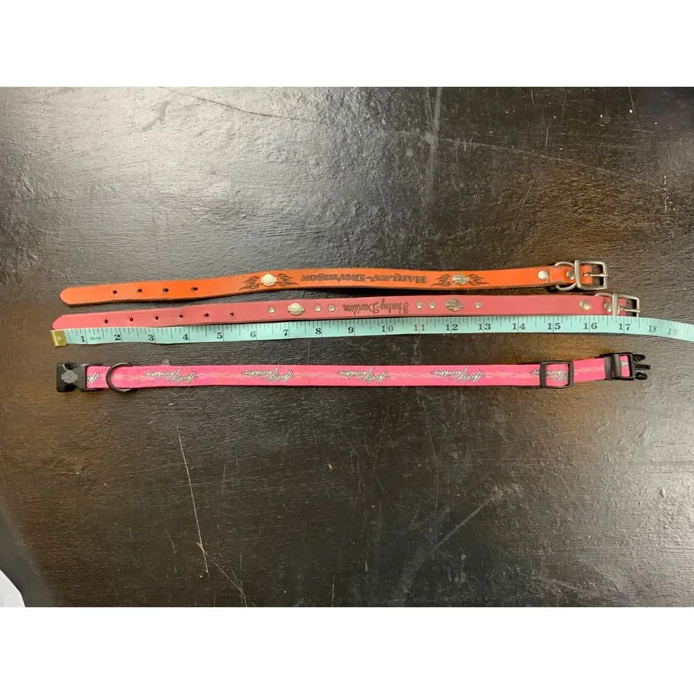 Lot Harley-Davidson Dog Collars Pink Orange Leather Nylon Small Medium Pet